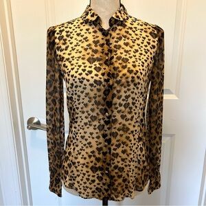 Red Valentino Silk Leopard Heart Print Blouse EU 38 (US 2/4)